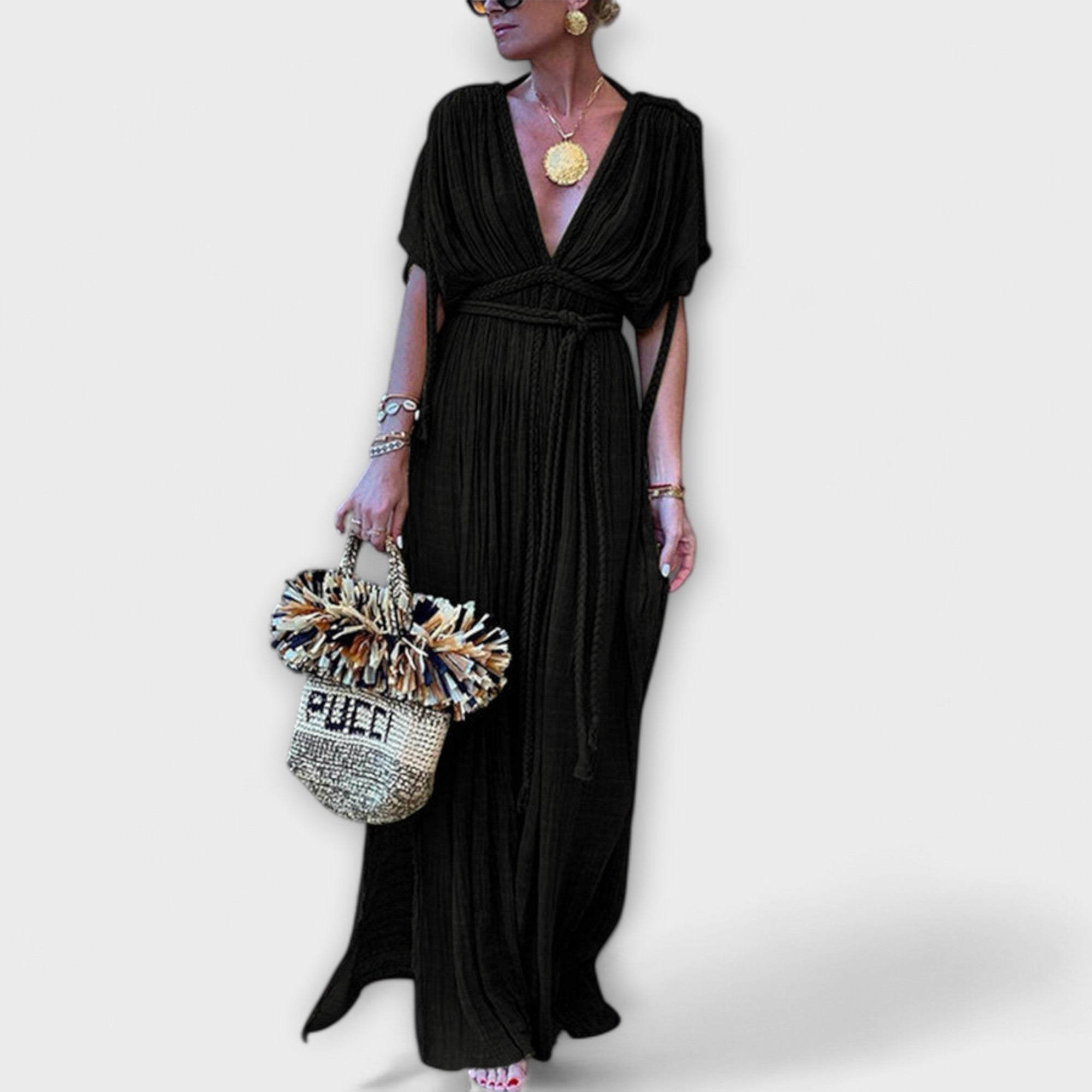 Vestido Maxi Kimono de Estilo Grego