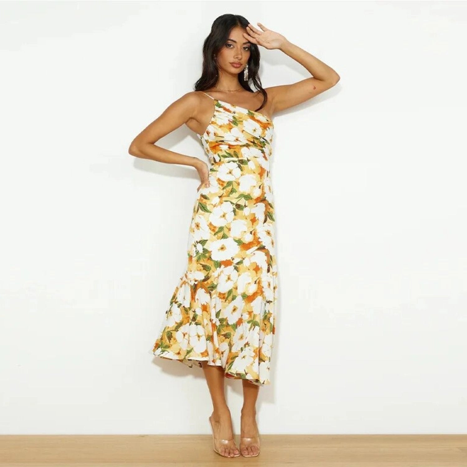 Sienna – Vestido Maxi Assimétrico com Padrão Floral